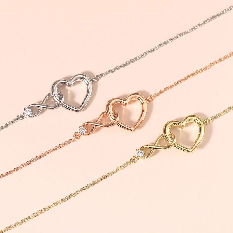 Bracciale unisex a forma di amore infinito per donna, con zircone singolo, semplice e versatile, gioiello da mano._voghion.com