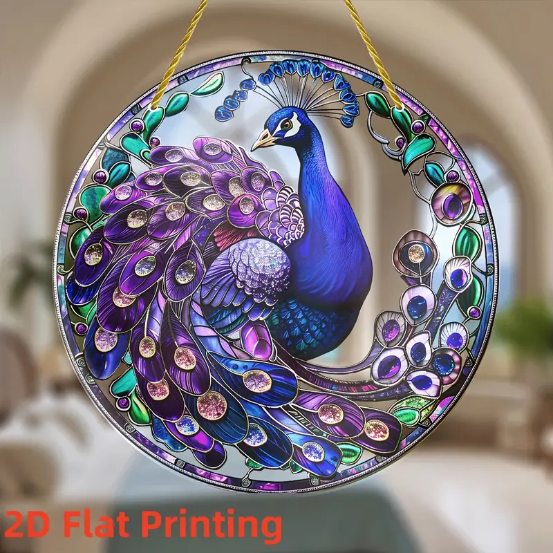 Peacock Suncatcher - 8" Directional Acrylic Art. Classic Decor For Garden Or Bar, Elegant Gift For Discerning Tastes._voghion.com