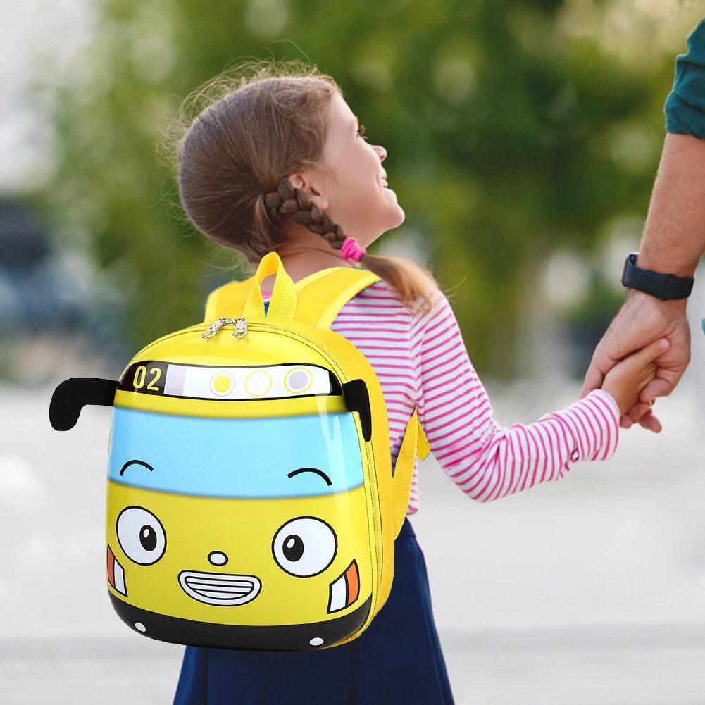 Zaino per bambini in 3D con bus dei cartoni animati, per la scuola materna, per bambini piccoli, da viaggio_voghion.com