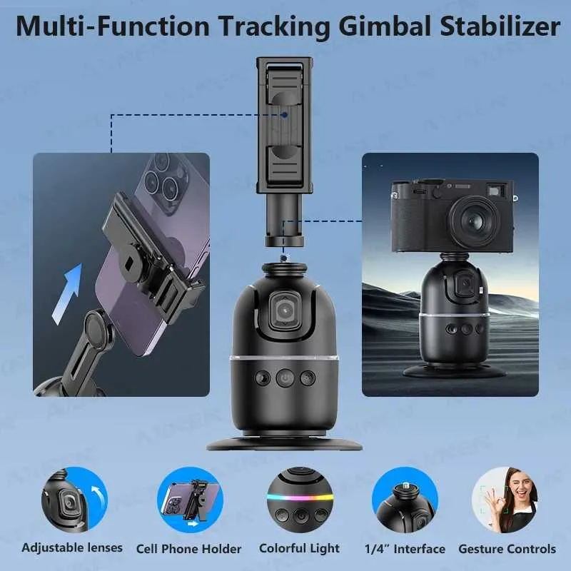 Stabilizers AXNEN P03 Stabilizer Mobile Phone AI 360 Follow Selfie Stand Face Tracking Desktop Gimbal For Cellphone And_voghion.com
