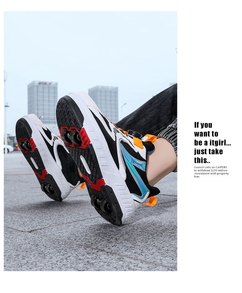 Mother&Kids Four-wheeled children's Boy student roller skates invisible shrinkage deformation_voghion.com