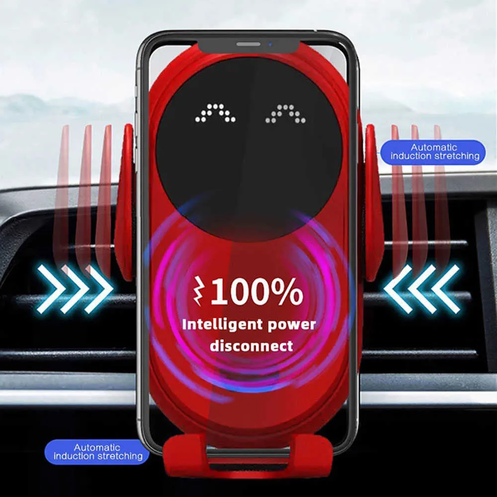 S11 10W Qi Wireless Charging Stand Charger Auto Infrared Sensor LED Mobile Phone Holder In Car Mount Air Vent_voghion.com
