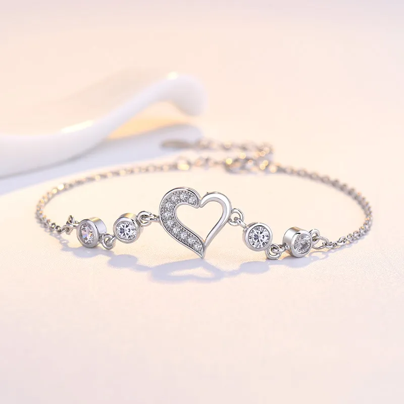 Wholesale Jewelry Love Ladies Korean Sterling Crystal Heart-shaped Bracelet_ipsvogv.com