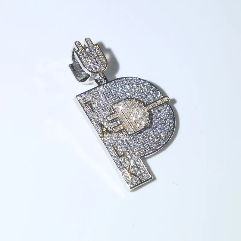 Chaînes Plaqué Or Hip Hop Hommes Bijoux Micro Pave Iced Out Bling Cubique Zircone Pavé Lettre P Forme Talk Plug Pendentif_voghion.com