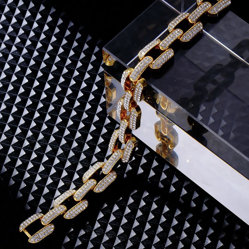 geometrische quadratische Ringschnalle Herrenarmband Legierung Dia Sparkg Low-Key-Konnotation Menschen_voghion.com