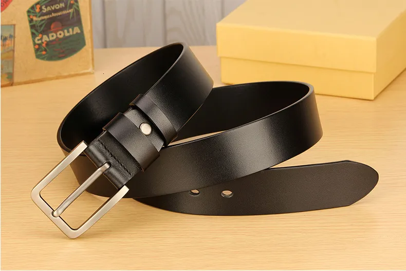 Gürtel für Herren, echtes Lederband, Dornschließe aus Legierung, lässiger Herrengürtel für Jeans, Kummerbund, Ceinture Homme 23063005542_voghion.com