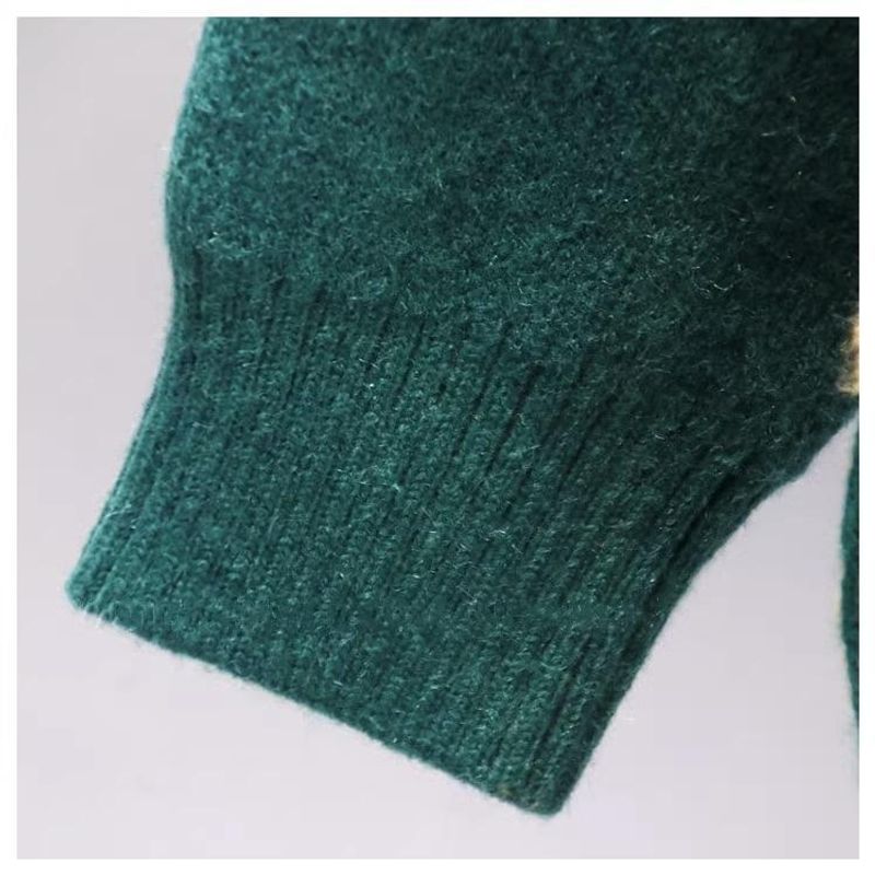 Women's Clothing Fat mm stylish horn button letter sweater jacket for women autumn and winter new large size loose lazy_voghion.com