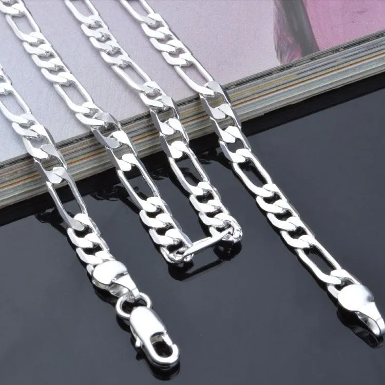 Collana a catena figaro per uomo e donna in argento sterling_voghion.com