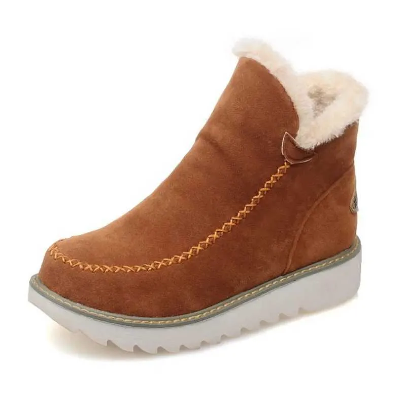 Frau Winter Mode Schnee Casual Leder Baumwolle Damen Stiefel kniehohe stiefel Plattform Schuhe botines mujer XW6.5_voghion.com