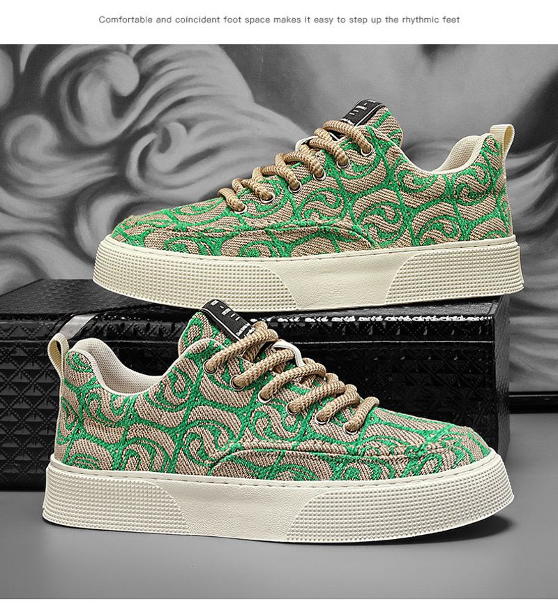 Canvas Zomer 2024 Nieuwe Niche Lage Top Bedrukte Board Heren Dikke Zool Sport Casual Mode Schoenen_voghion.com