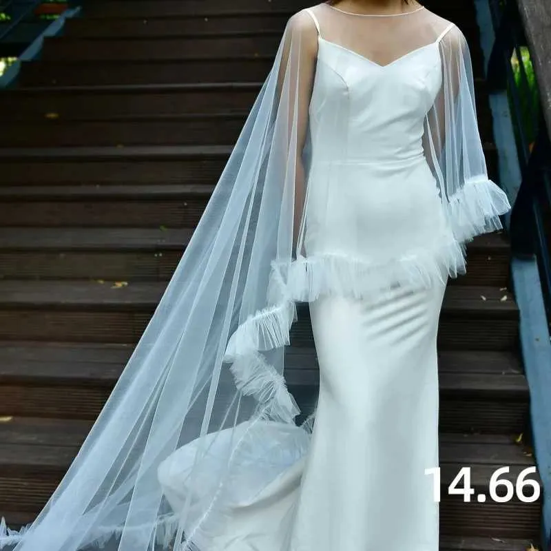 Jóias para cabelo femininas MZB19 capa de noiva longa véu plus size bolero elegante jaqueta feminina para convidados de casamento capa catedral_voghion.com