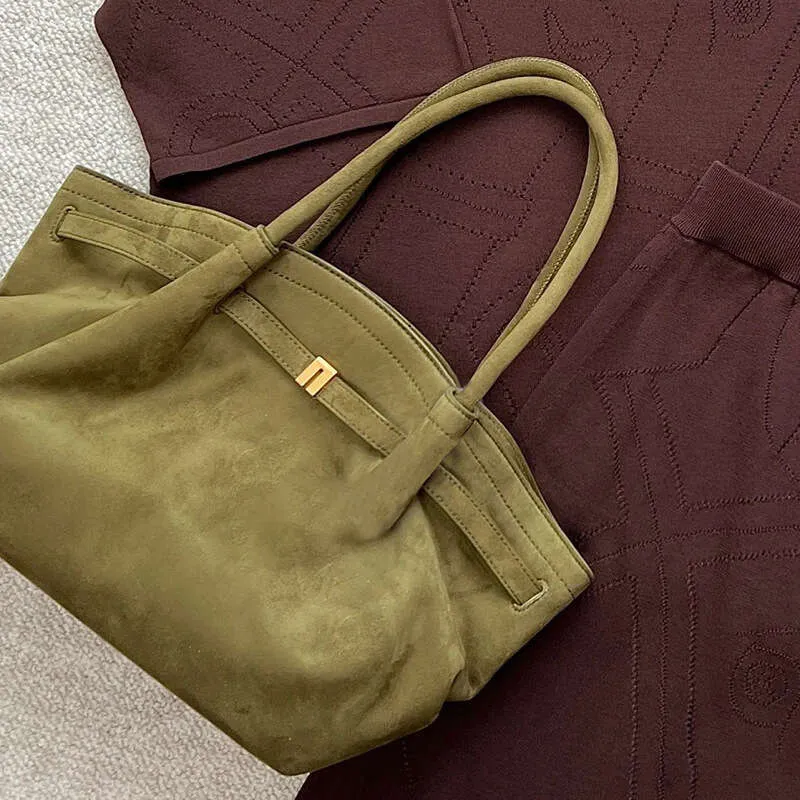 Nuova borsa a mano in pelle scamosciata opaca, borsa a tracolla da donna, grande capacità_voghion.com