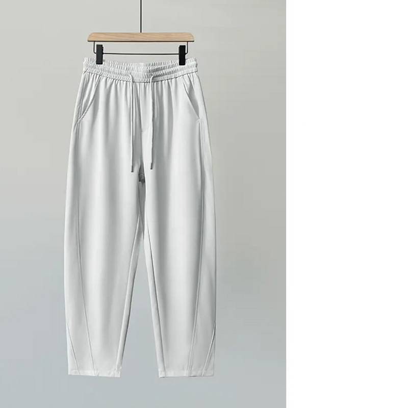Pantalones chinos drapeados para hombre: pantalones de verano transpirables con corte holgado y silueta entallada unisex para un estilo informal elegante y de oficina._voghion.com