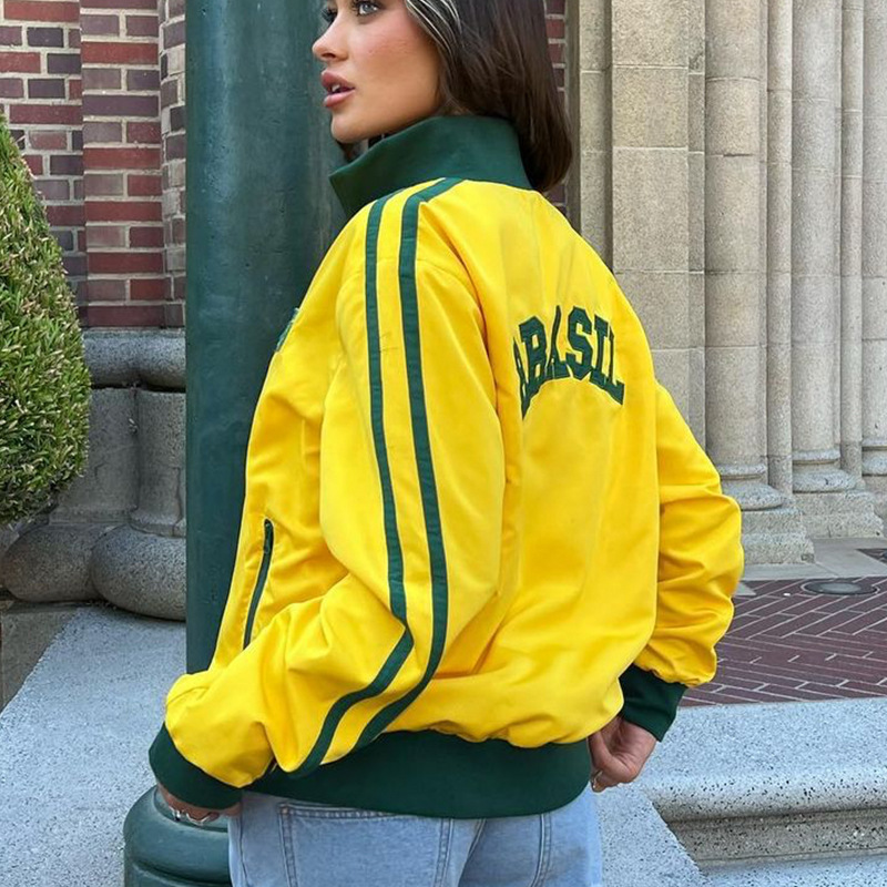 Felpa con cappuccio da donna in stile sportivo minimalista con stampa a contrasto, a maniche lunghe, girocollo, casual, autunno nuovo_voghion.com