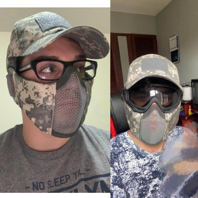 Taktikalised Airsoft Military Half Face Strike Metallvõrgust kaitsev pealuu mask ja müts kõrvakaitse jahitarvikud_voghion.com