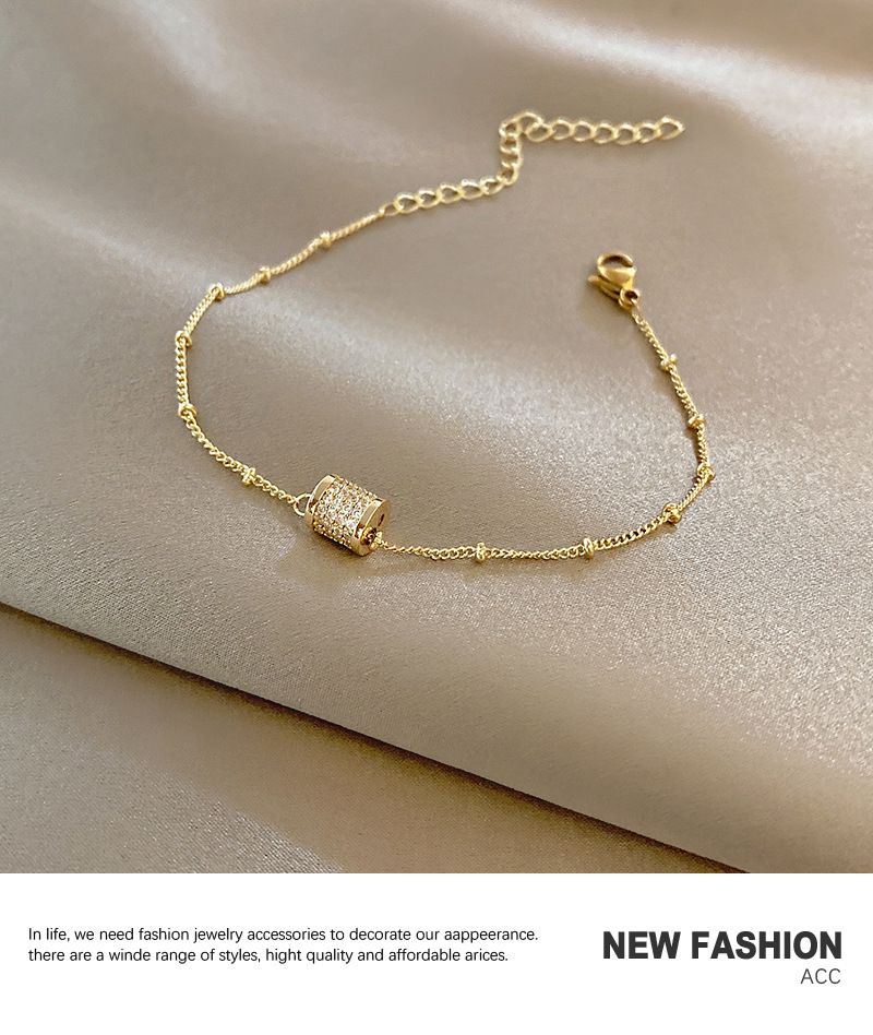 Elegant Simple Classic Style Geometric Titanium Steel Inlay Zircon Bracelets 1 Piece_voghion.com
