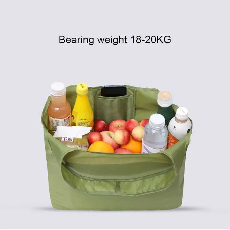 BIG Eco-Friendly Folding Shopping Bag Reusable Portable Shoulder Handbag for Travel Grocery simple solid color grocery_voghion.com