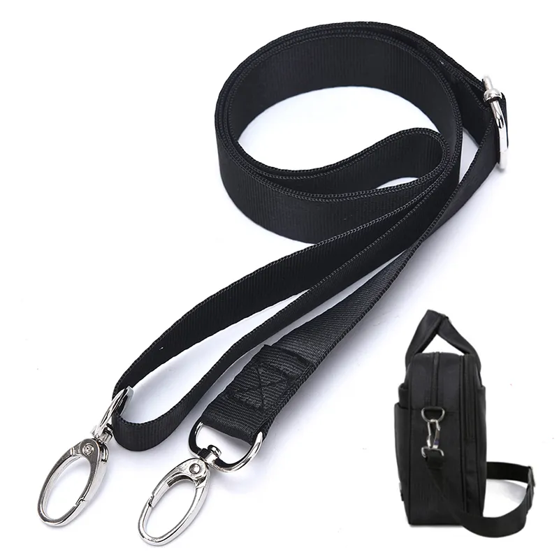 Black Adjustable Nylon Shoulder Bag Belt Replacement Laptop Crossbody Camera Strap 1PC_voghion.com