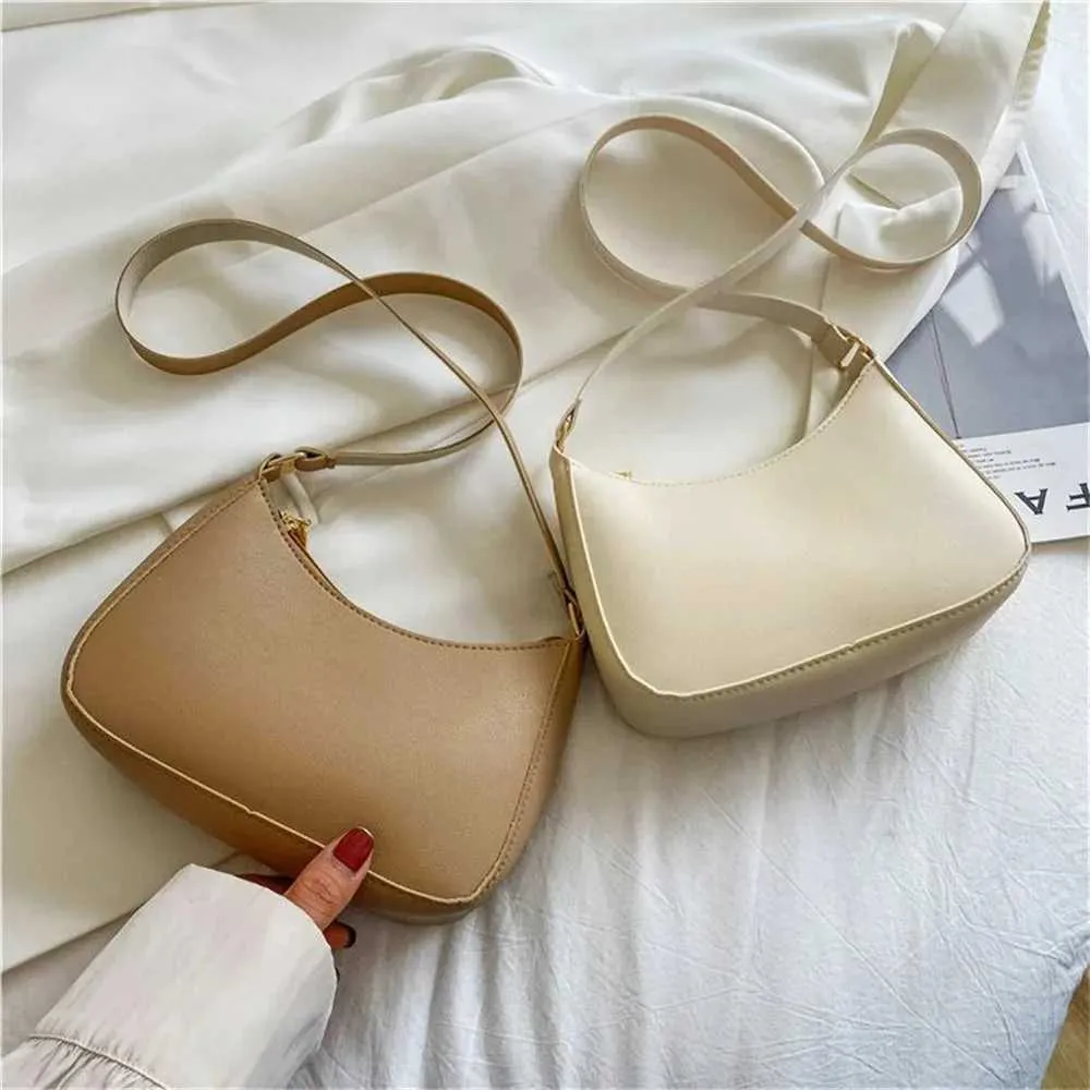 2024 Nuove borse alla moda da donna retrò in pelle PU tinta unita con tracolla sottobraccio casual da donna Hobos piccola pochette_voghion.com