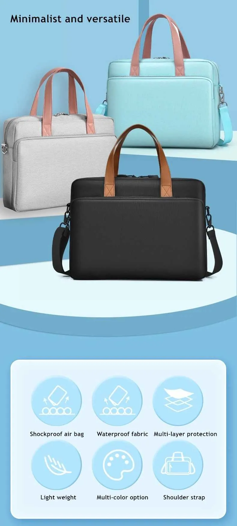 Stoßfeste Messenger-Laptoptasche 141516 Zoll Handtasche Aktentasche Mann Dame Schultertasche für Buch Notebook Tablet PC Ba241101_voghion.com