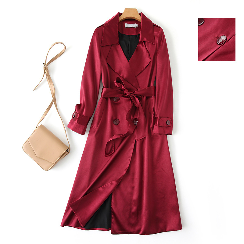 Damen Temperament Trenchcoat Anzug Kragen Taille Acetat Trenchcoat 2958_voghion.com