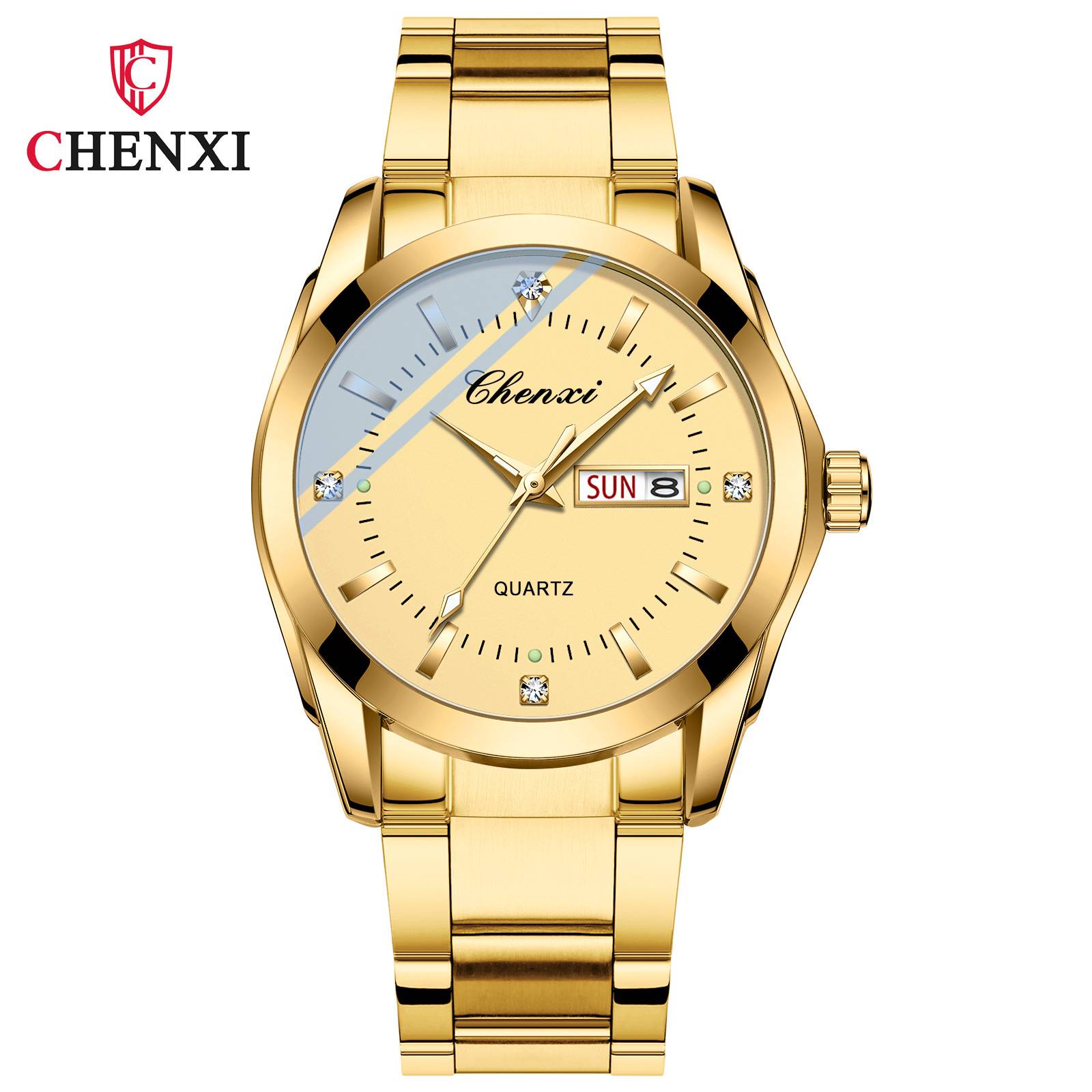 Lover's Watches Fashion Couple Watch Double Calendar With Diamond Steel Band Quartz Pair Watch For Men And Women_voghion.com