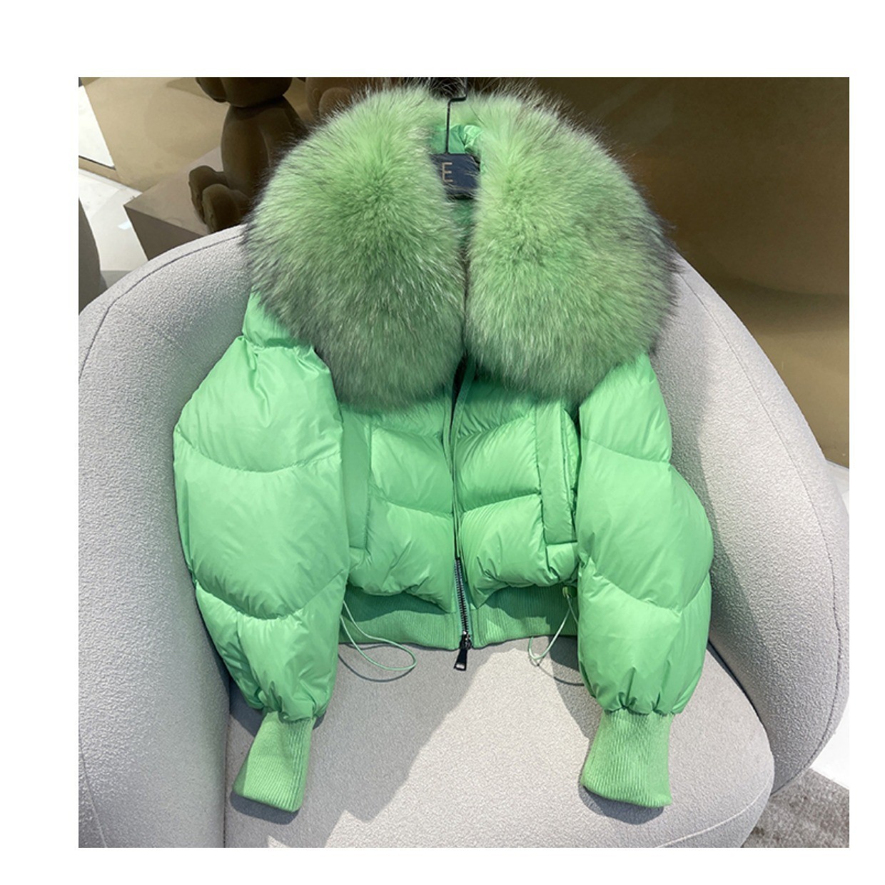 Vêtements pour femmes mode veste courte en duvet de canard blanc haut de gamme pour femmes 90 col en fourrure de renard