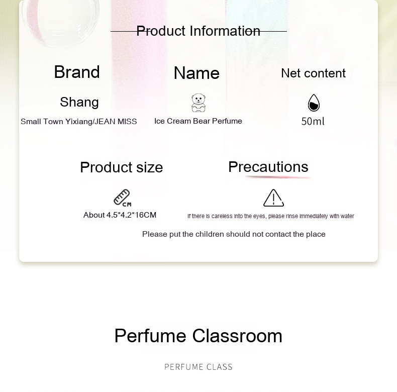 Parfum durable pour femme, crème glacée, ours de dessin animé, nouvelle étudiante, prix compétitif, rouge net_voghion.com