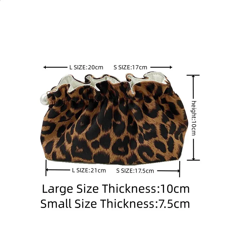 Trousse de maquillage tendance pour femmes avec fermeture éclair et perles, grande capacité, trousse de toilette, organisateur de voyage, trousse de maquillage à imprimé léopard pour dames_voghion.com