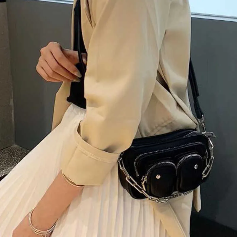 Borsa a tracolla nera elegante donna pochette designer pelle pu catena_voghion.com