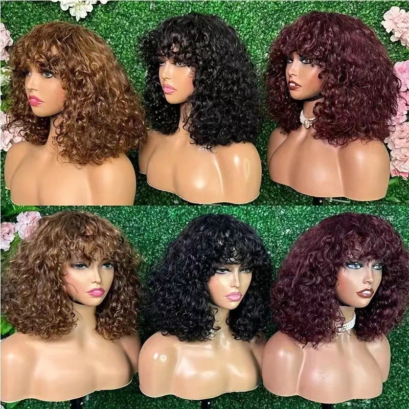 Perruque transfrontalière mode femme africaine tête d'explosion cheveux courts bouclés petits cheveux bouclés tête de tube enveloppée usine de couverture en gros