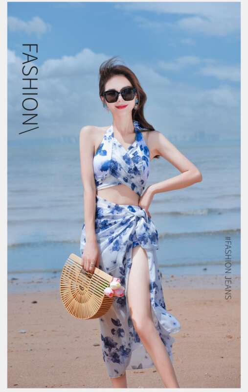 The Immersive Vacation Experience Starts Here! Women's Split Three Piece Swimsuit, Perfect Fit For Seaside Hot Springs_voghion.com