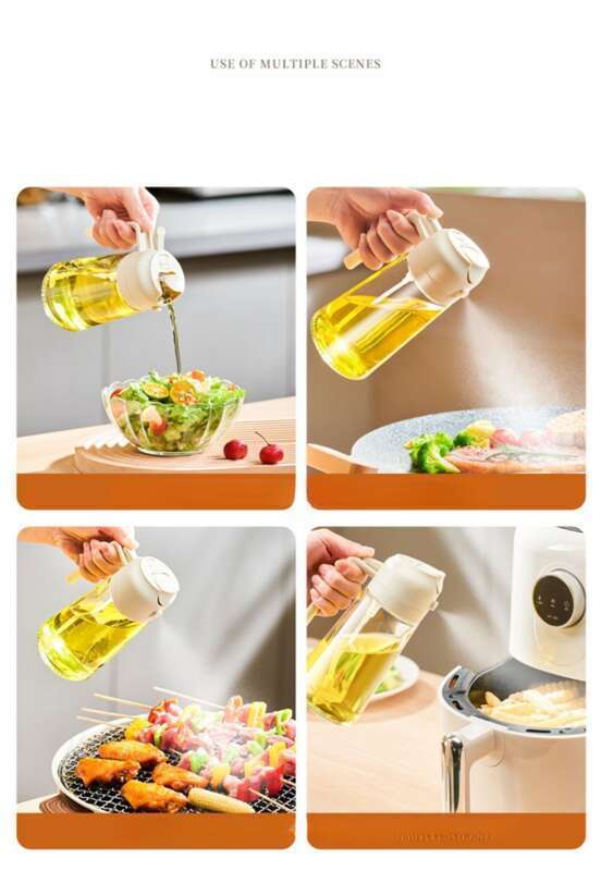 Oil Can Kitchen Household Glass Pouring Dual-use Air Fryer Spray Bottle Automatic Opening And Closing Oil Pot_voghion.com