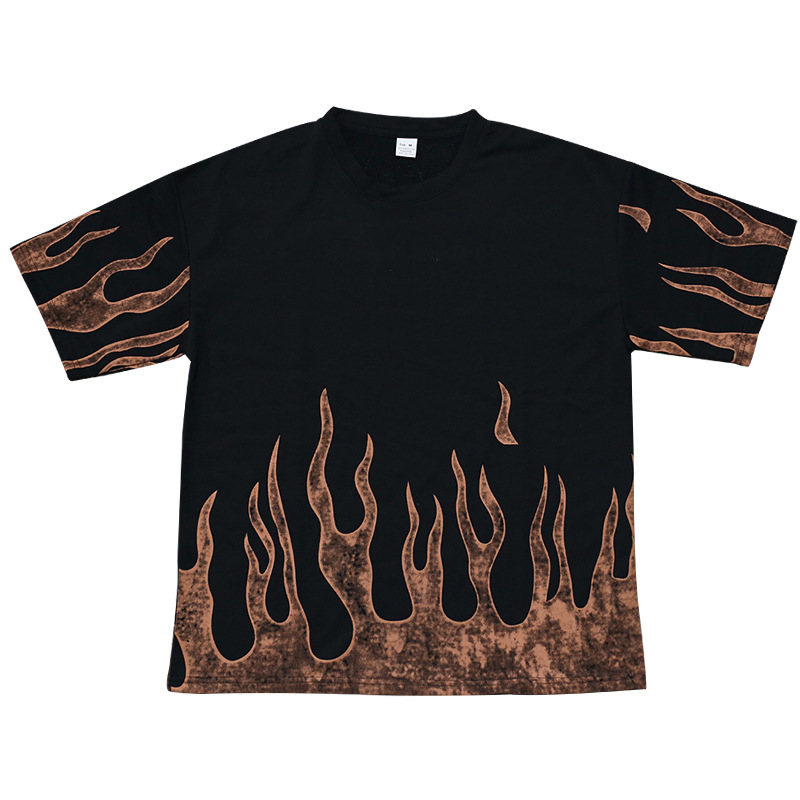 Nowy letni męski zestaw spodenek sportowych z krótkim rękawem z nadrukiem Flame Series_voghion.com