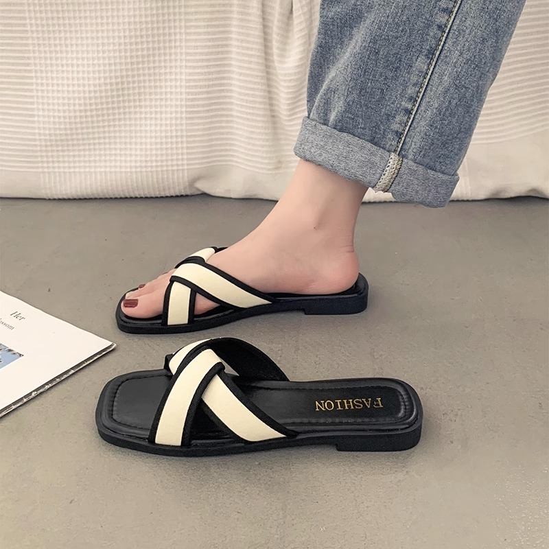Pantofole estive da donna con fondo piatto antiscivolo alla francese, alla moda, per il tempo libero, per tutti i giorni, squisite e comode._voghion.com