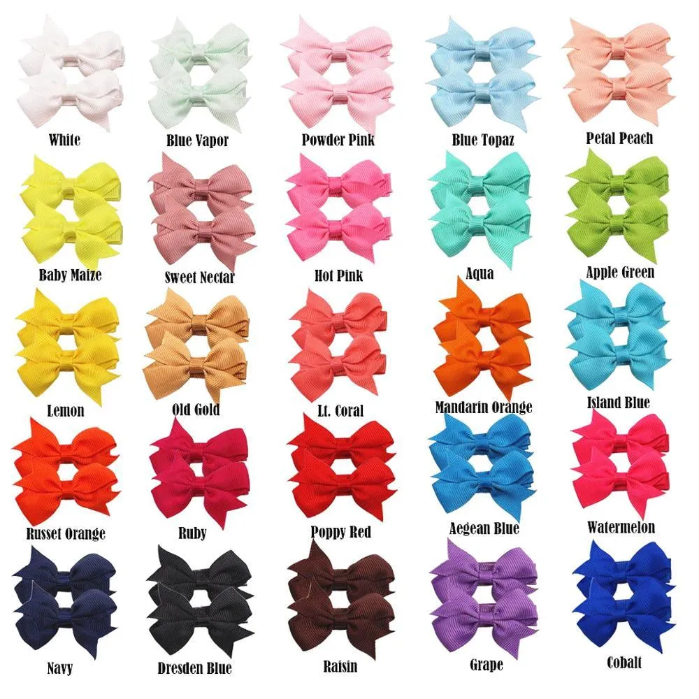 50 Teile/los 25 Farben Paarweise Baby Komplett Gefüttert Pins Tiny 2 "Haar Bögen Krokodilklemmen Für Kleine Mädchen_voghion.com