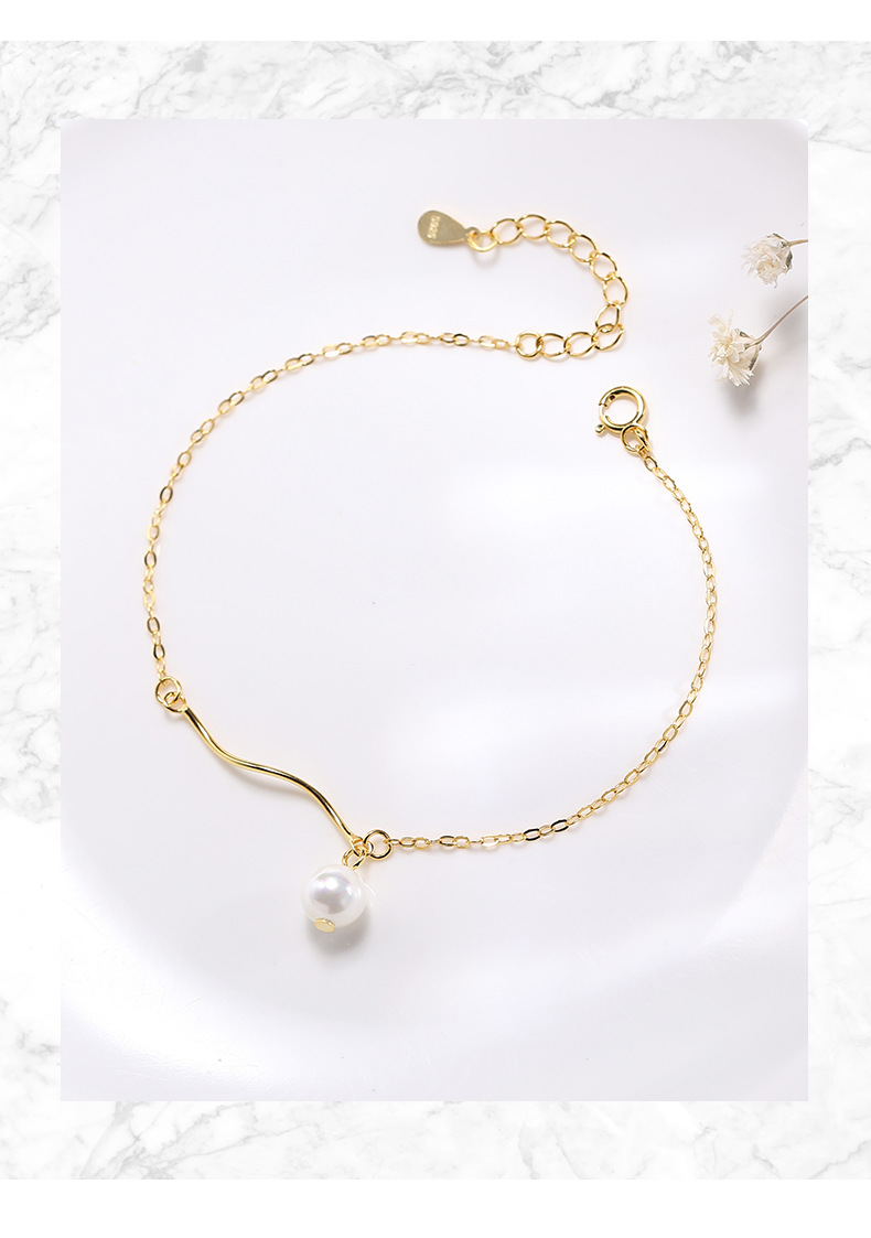 Special price Wanying Jewelry Wave Pearl Bracelet S Pure Silver Korean Edition Personalized Creative Accessories_voghion.com