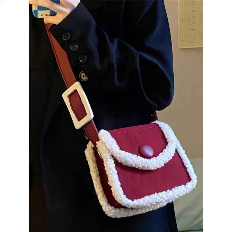 Retro Lamb Wool Crossbody Bag For Women Small Shoulder Handbag_voghion.com