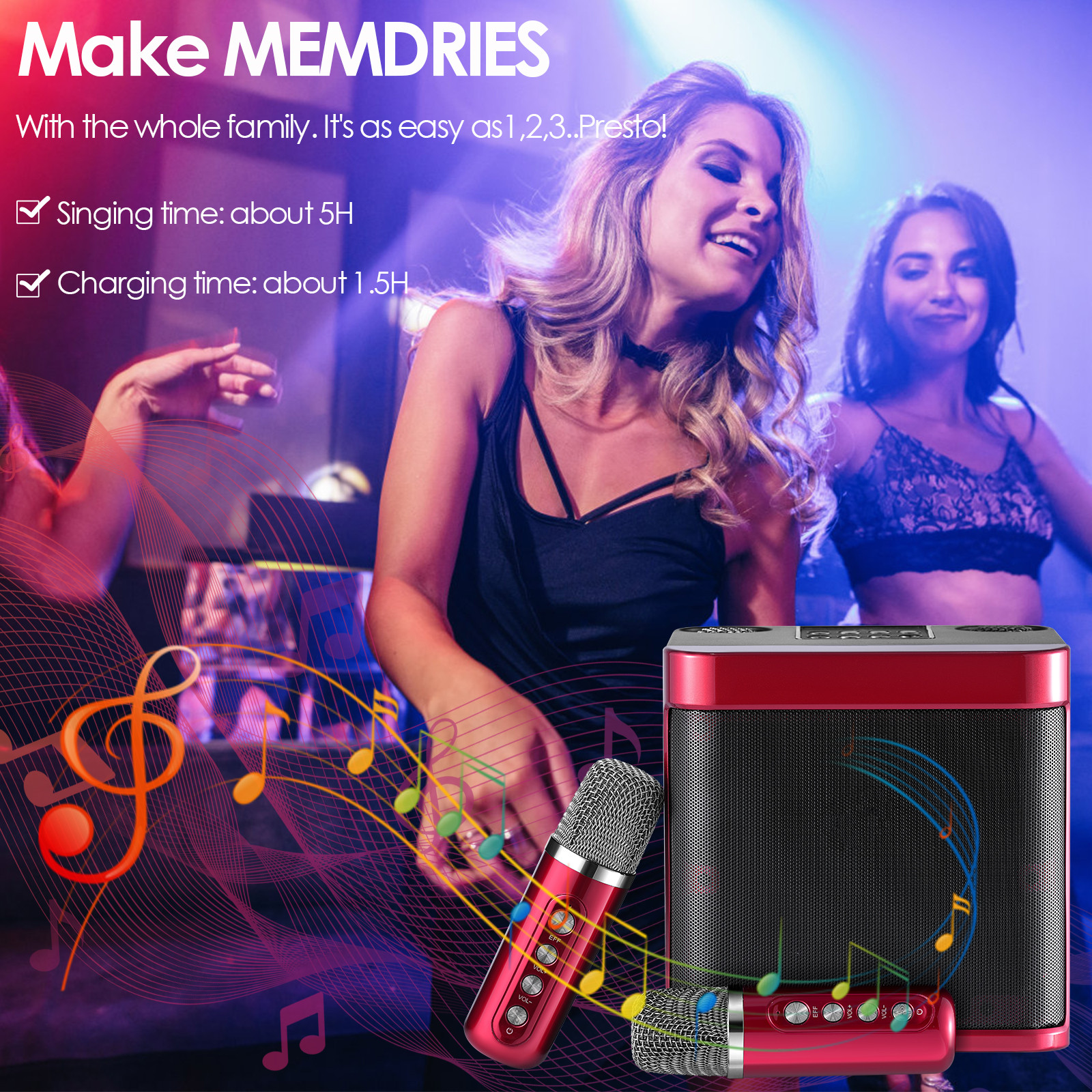 Głośniki KTV 100W, stereo, bezprzewodowy głośnik Bluetooth, mikrofon dla dzieci, audio, wielofunkcyjna maszyna do karaoke, karta dźwiękowa_voghion.com