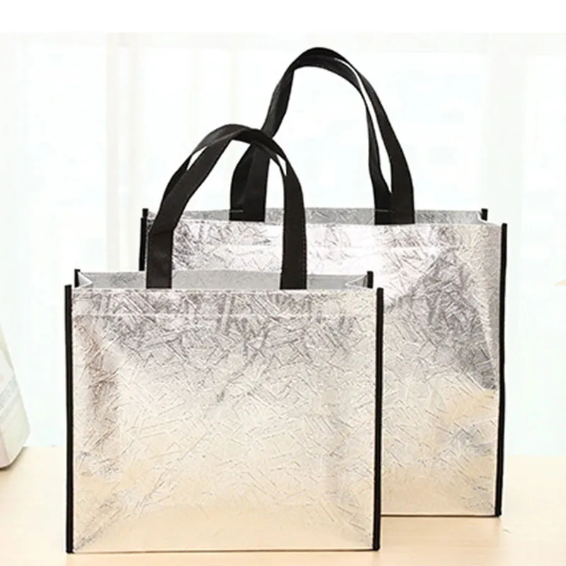 Fashion Waterproof Laser Foldable Eco Large Capacity Reusable Shopping Tote Non-woven Fabric Bag Handbag_voghion.com