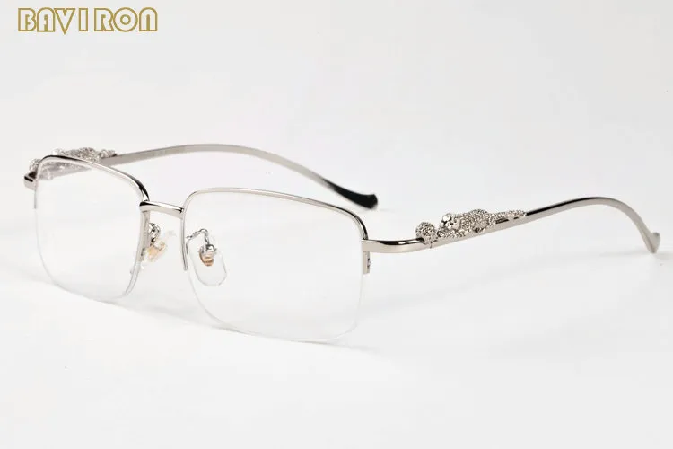Vintage Leopard Rimless Sunglasses For Men And Women Gold Tone_voghion.com