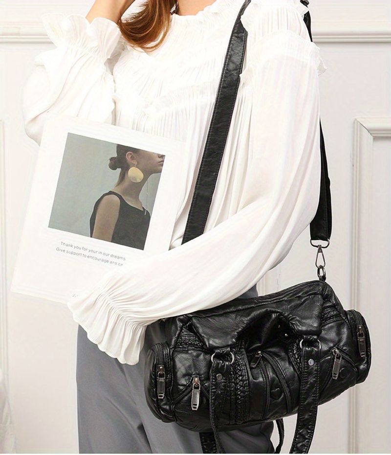 Verzierte Umhängetasche, Vintage-Tragetasche für Damen, Tragetasche aus weichem PU-Leder_voghion.com