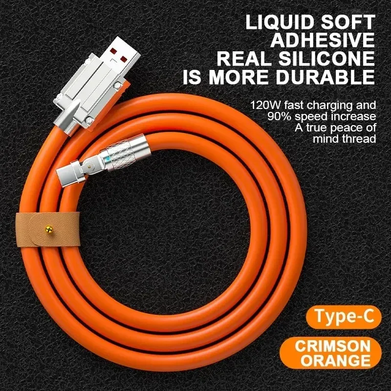 120W 7A Fast Charging Type-C With 180 Degree Rotating Elbow Game Suitable For High-end Mobile Phone Charger USB C Cable_voghion.com