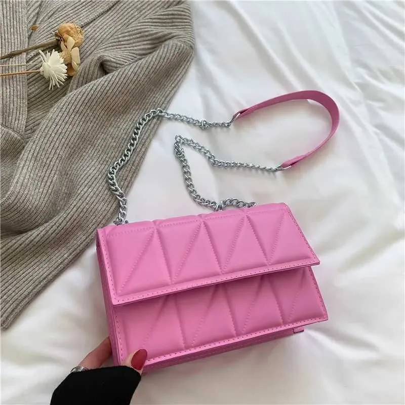 Bolsa tiracolo acolchoada moderna para mulher bolsa quadrada_voghion.com