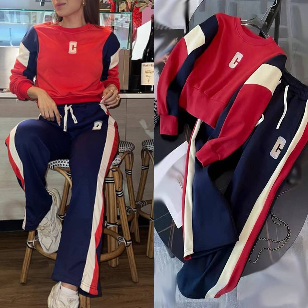 Women’s high waist loose casual straight leg two-piece set