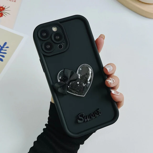 Süße koreanische 3D-Liebesherz-Schleife-Telefonhülle für Xiaomi 13C Redmi Note 12 Pro Plus 13 12S 11S 11 10S 10 Silikonhülle_voghion.com