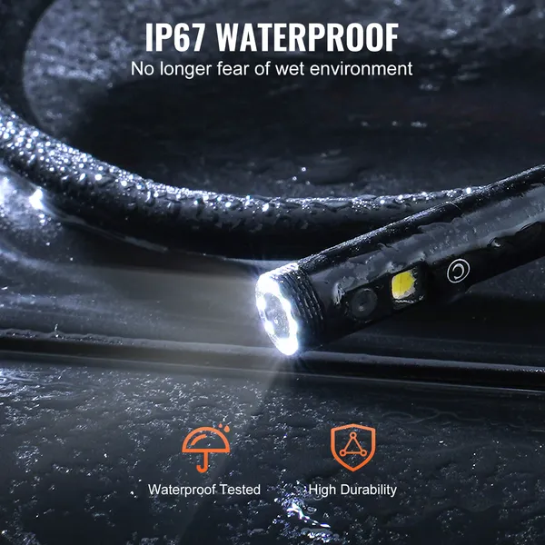Endoscoopcamera met verlichting, dubbele lens, borescope, 499,9 cm kabel, 10,9 cm scherm_voghion.com