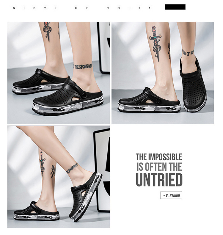 0916 Summer Beach Hole Fashion Trend Two Wear Men's Sandals Camo Shoes_voghion.com