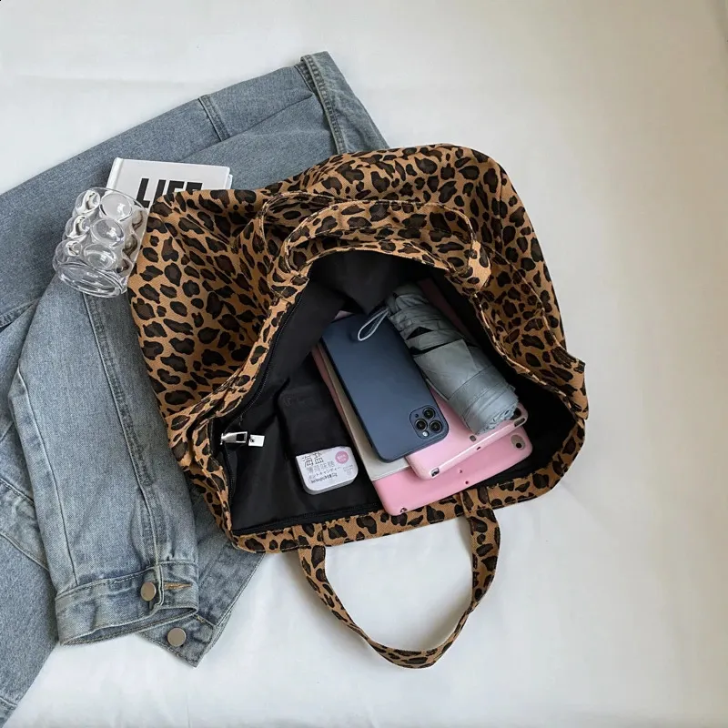 LEFTSIDE Leopard 2024 Borsa a tracolla grande alla moda coreana per donna Borsa da viaggio Borsa a tracolla per la spesa_voghion.com