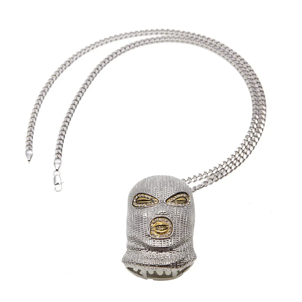 Balaclava Masken Halskette In Rotgold Mit Cuban Chain Kette_voghion.com